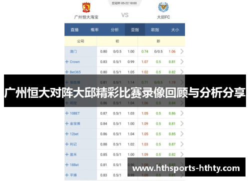 广州恒大对阵大邱精彩比赛录像回顾与分析分享
